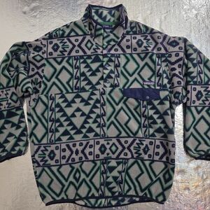 2014 Patagonia Synchilla Men’s Large Snap-T Fleece Pullover Jacket Aztec Navy